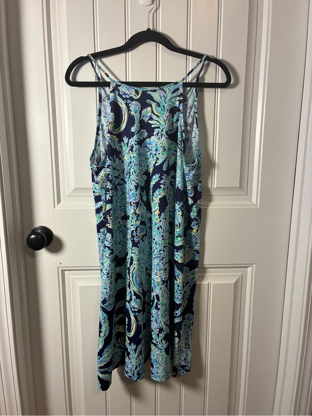 Lilly Pulitzer Navy & Aqua Paisley Slip Midi Dress Medium